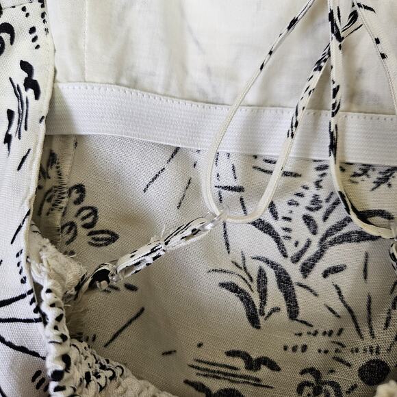 Free People Linen Blend Tunic Top This is Love Smocked Bow Strapless Tropical L - Picture 14 of 16